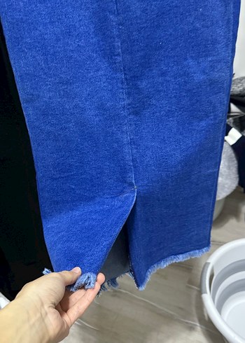 Kadın Mavi Denim Midi Etek - Görsel 3