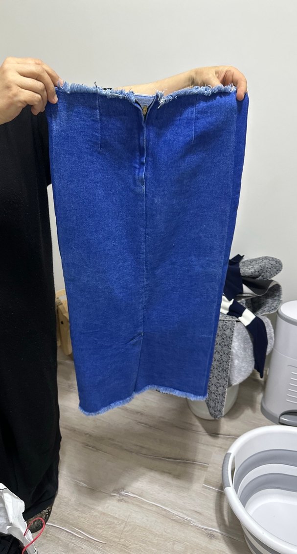 Kadın Mavi Denim Midi Etek - Görsel 2