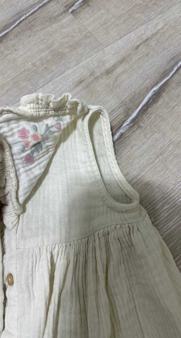 Nakışlı Kız Çocuk Keten Elbise - Görsel 5