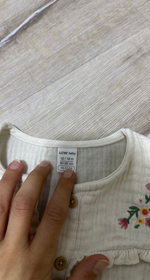 Nakışlı Kız Çocuk Keten Elbise - Görsel 2