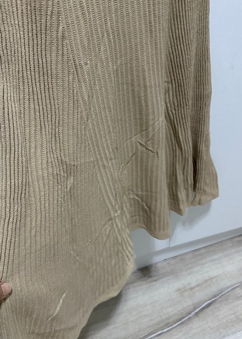 Bej Triko Balıkçı Yaka Uzun Elbise - Görsel 3