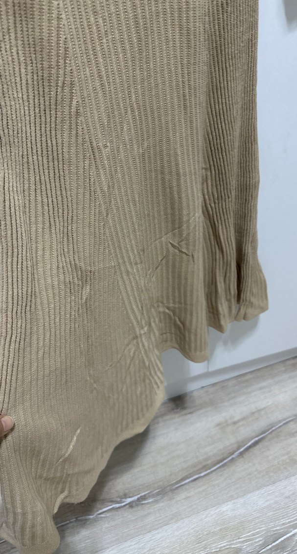 Bej Triko Balıkçı Yaka Uzun Elbise - Görsel 3