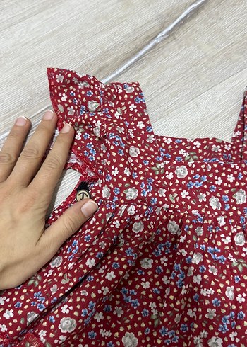 Bordo Bohem Renkli Çiçekli Kız Elbisesi - Görsel 2