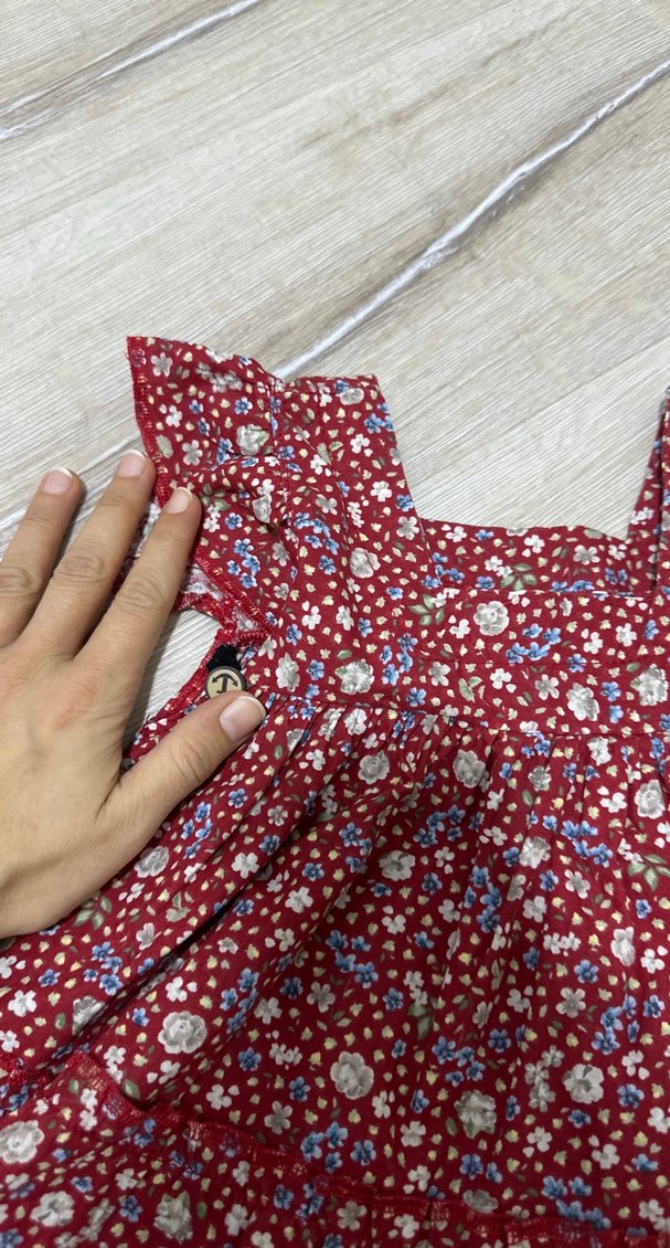 Bordo Bohem Renkli Çiçekli Kız Elbisesi - Görsel 2