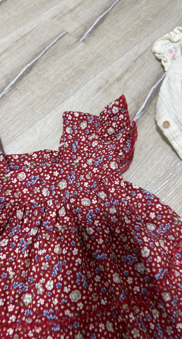 Bordo Bohem Renkli Çiçekli Kız Elbisesi - Görsel 3