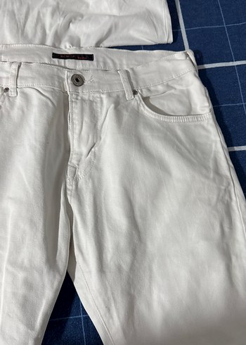 36 Beden Beyaz Kadın Denim Pantolon, Regular Fit