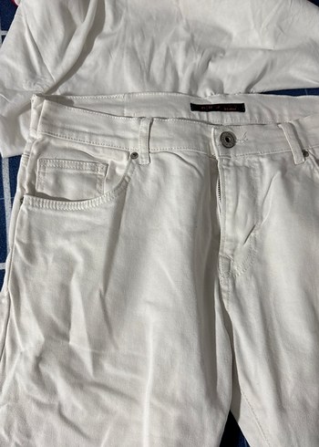 36 Beden beyaz Renk Beyaz Kadın Denim Pantolon, Regular Fit
