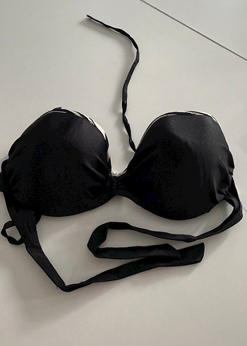 40 Beden Siyah Minimalist Goth Bikini Üstü