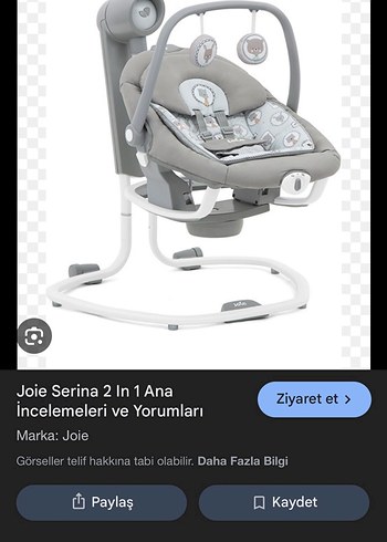 Joie Serina 2'si 1 Arada Gri Bebek Sandalyesi
