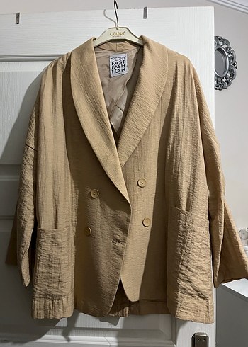 Diğer Bej Keten Kadın Blazer Ceket