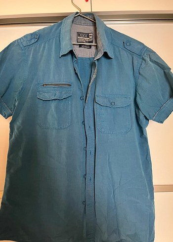 Mavi Kısa Kollu Denim Gömlek