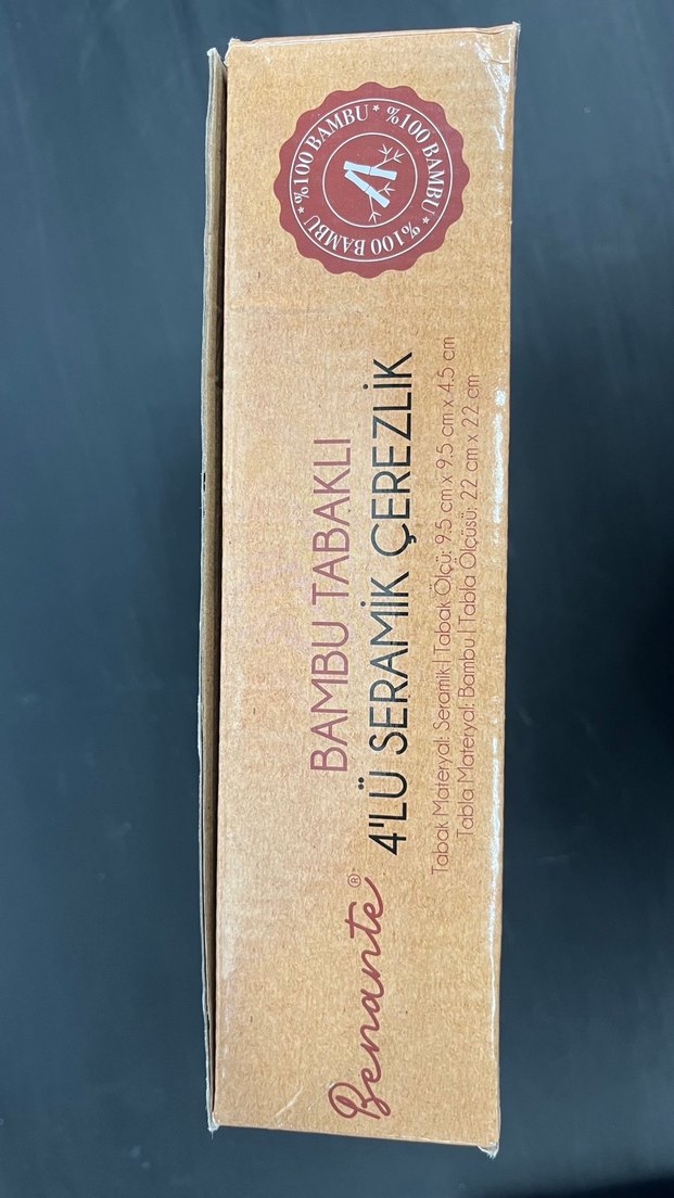 Bambu Tabanlı 4'lü Seramik Çerezlik Seti - Görsel 2