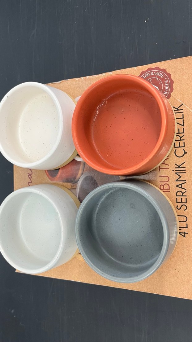 Bambu Tabanlı 4'lü Seramik Çerezlik Seti - Görsel 3
