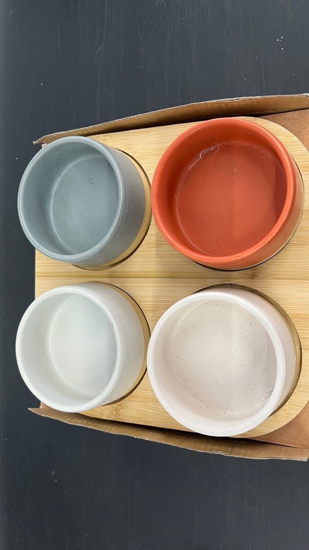 Bambu Tabanlı 4'lü Seramik Çerezlik Seti - Görsel 4