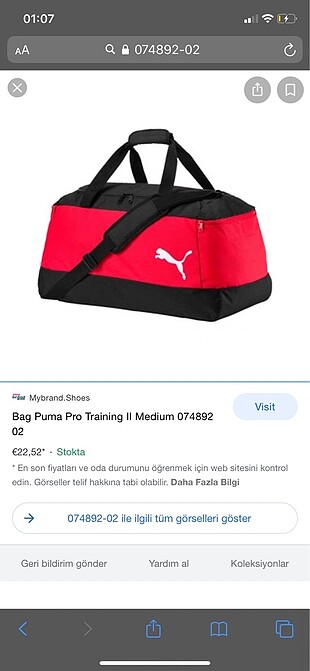 Beden Puma spor çantası