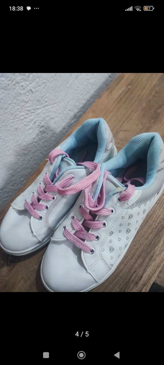 Kızlar çocuk beyaz spor ayakkabı - Görsel 4