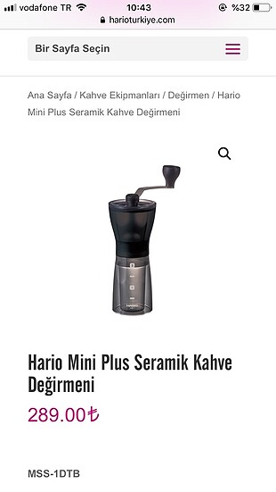 Hario Mini Plus Seramik Kahve Değirmeni