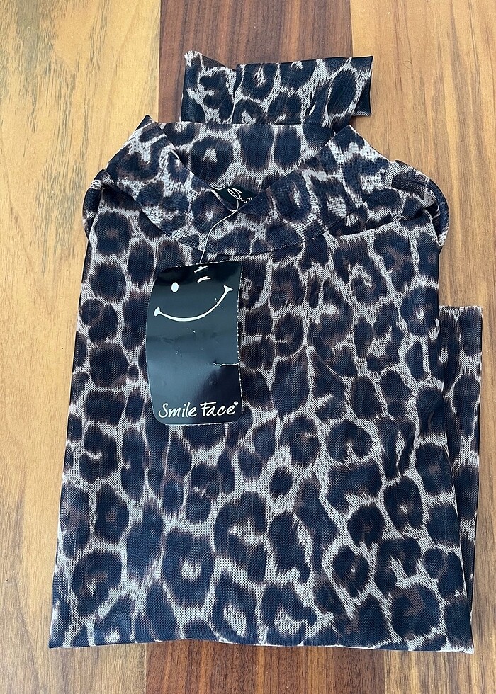 Leopar desenli tül bluz - Görsel 2