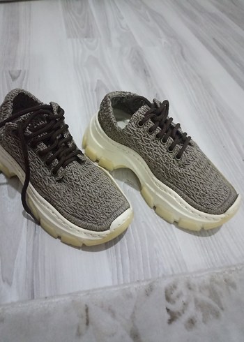 Bej Örgü Kadın Spor Ayakkabı - Görsel 2