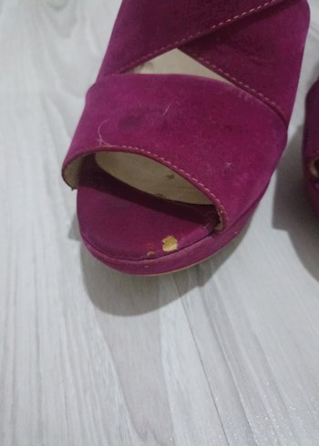 Pembe Süet Platform Topuklu Kadın Ayakkabı - Görsel 3