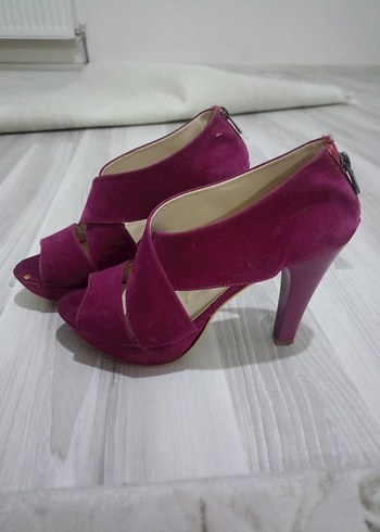 Pembe Süet Platform Topuklu Kadın Ayakkabı - Görsel 2