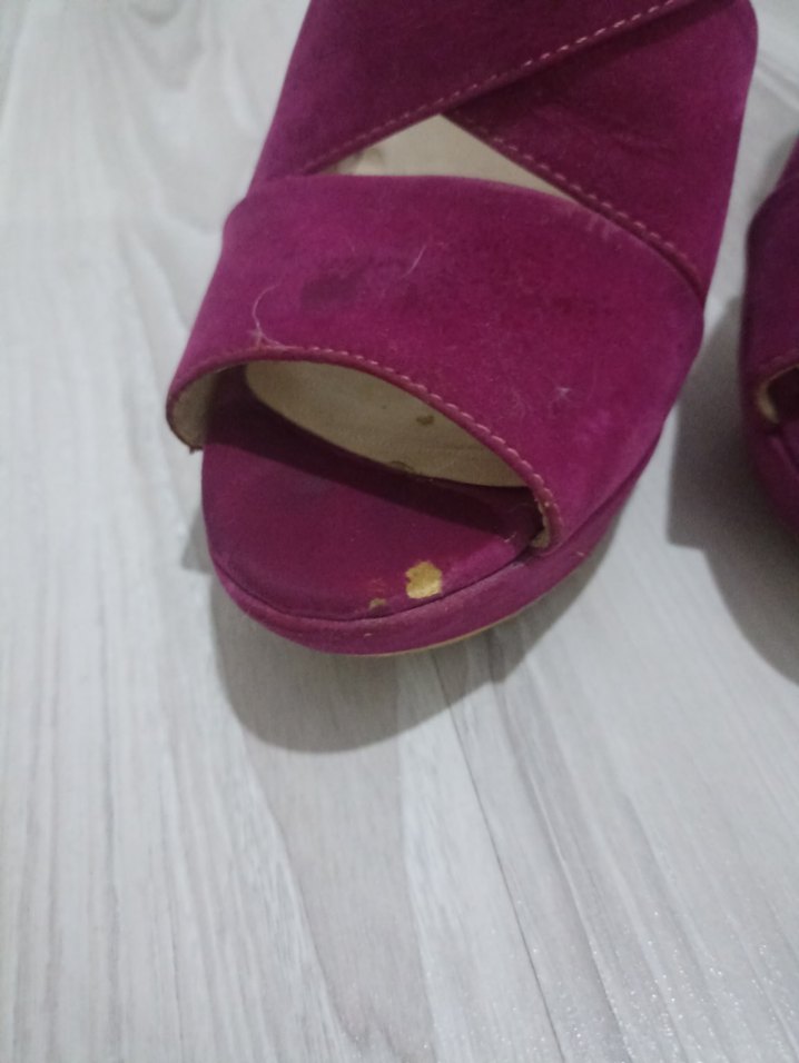 Pembe Süet Platform Topuklu Kadın Ayakkabı - Görsel 3