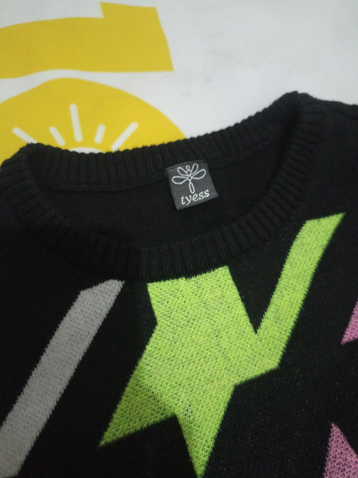 Renkli Desenli Kadın Triko Kazak - Görsel 2