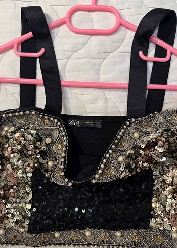 Siyah Payetli Mini Göğüs Üstü - Görsel 3