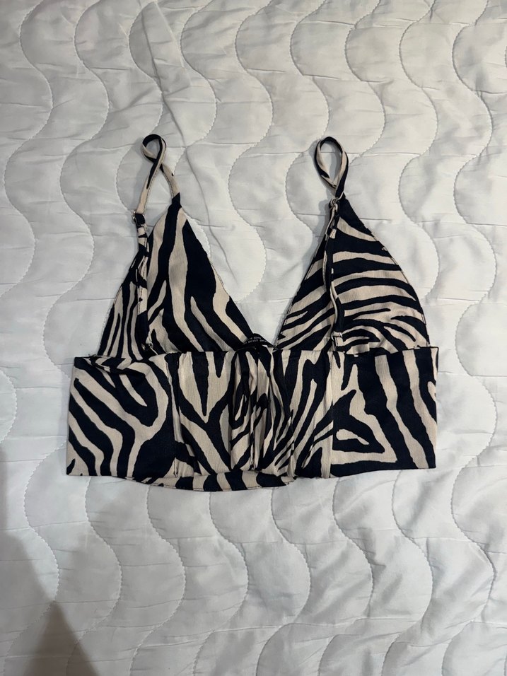 Zebra Desenli İnce Askılı Kadın Bustiyer - Görsel 2