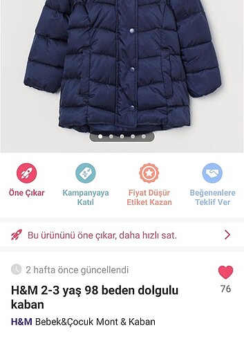 H&M 2-3 yaş 98 beden mont