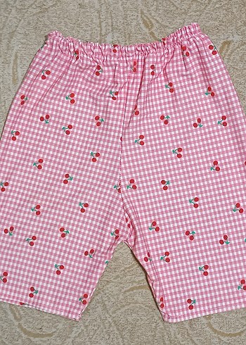 s Beden Pembe Desenli Kadın Kısa Kollu Mini Pijama Takımı