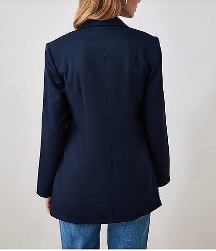 Trendyol & Milla Lacivert düğme detaylı ceket