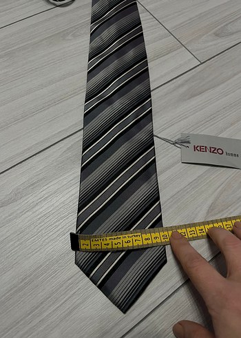 Kenzo Gri Çizgili Erkek Kravat - Görsel 5