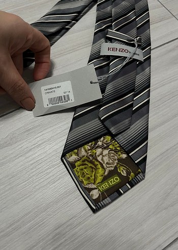 Kenzo Gri Çizgili Erkek Kravat - Görsel 3