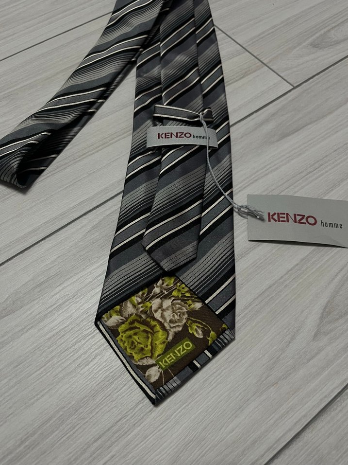 Kenzo Gri Çizgili Erkek Kravat - Görsel 2