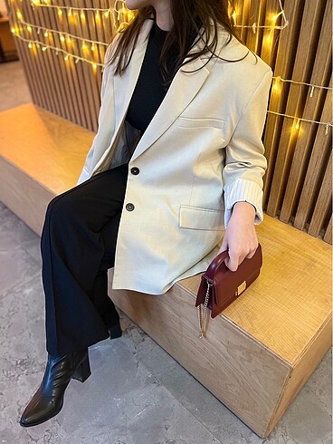 Vatkalı oversize blazer ceket