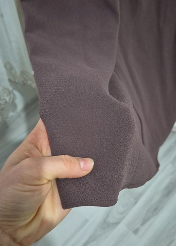 Klasik Bisiklet yaka koyu kahverengi elbise - Görsel 6