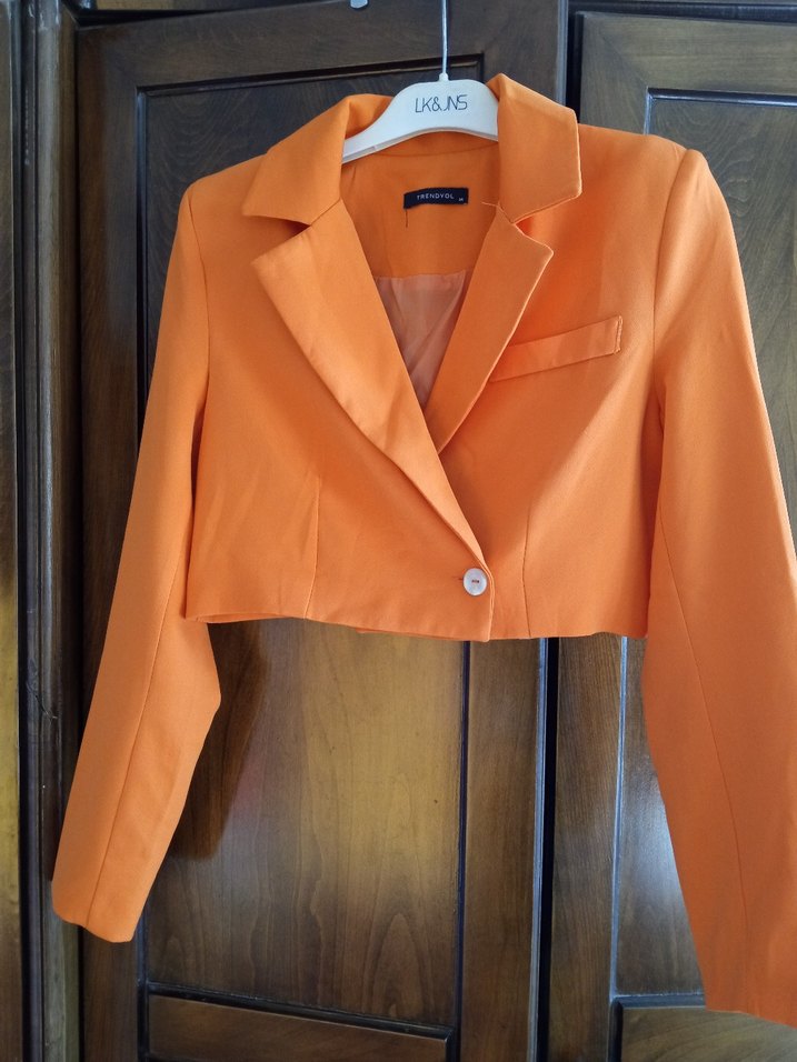 Turuncu Mini Kadın Blazer Ceket - Görsel 3