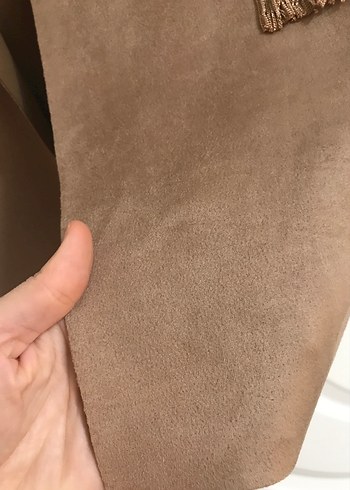 Bej Süet Kemerli Kadın Yelek - Görsel 4