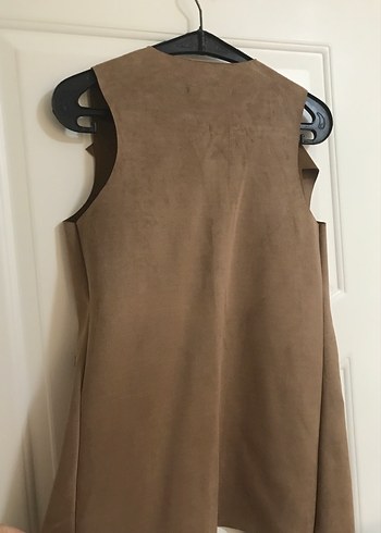 Bej Süet Kemerli Kadın Yelek - Görsel 6