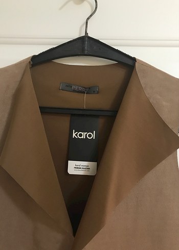 Bej Süet Kemerli Kadın Yelek - Görsel 2