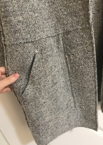 Gri Örgü Midi Kadın Triko Ceket - Görsel 4