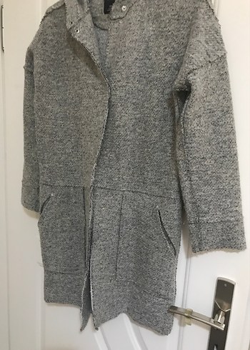 Gri Örgü Midi Kadın Triko Ceket - Görsel 2