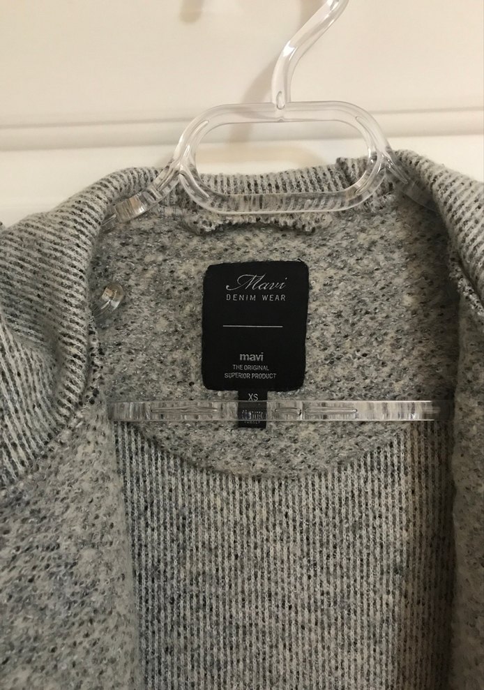 Gri Örgü Midi Kadın Triko Ceket - Görsel 3