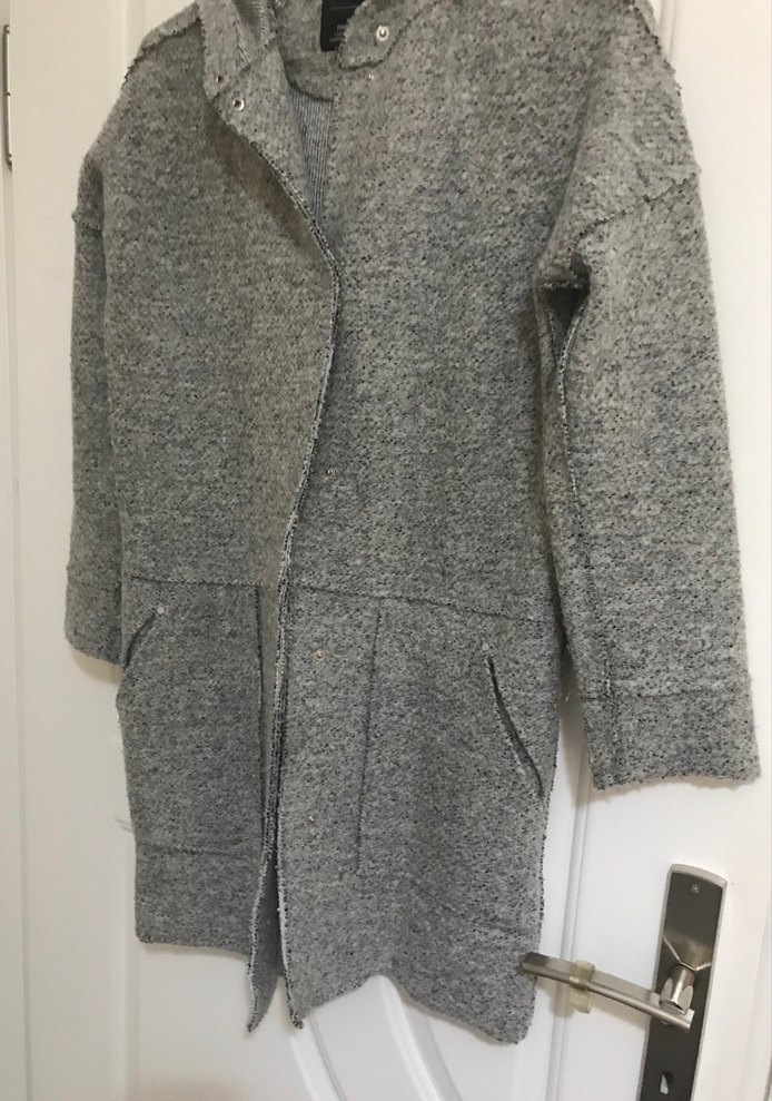 Gri Örgü Midi Kadın Triko Ceket - Görsel 2