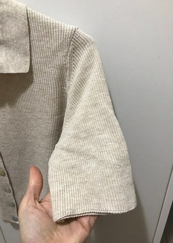 Kısa Kollu Düğmeli Keten Gömlek - Görsel 4