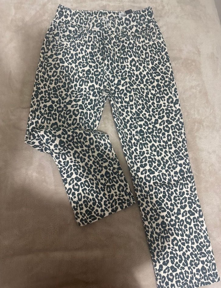 Zara Leopar Desenli Kahverengi Kadın Pantolon - Görsel 2