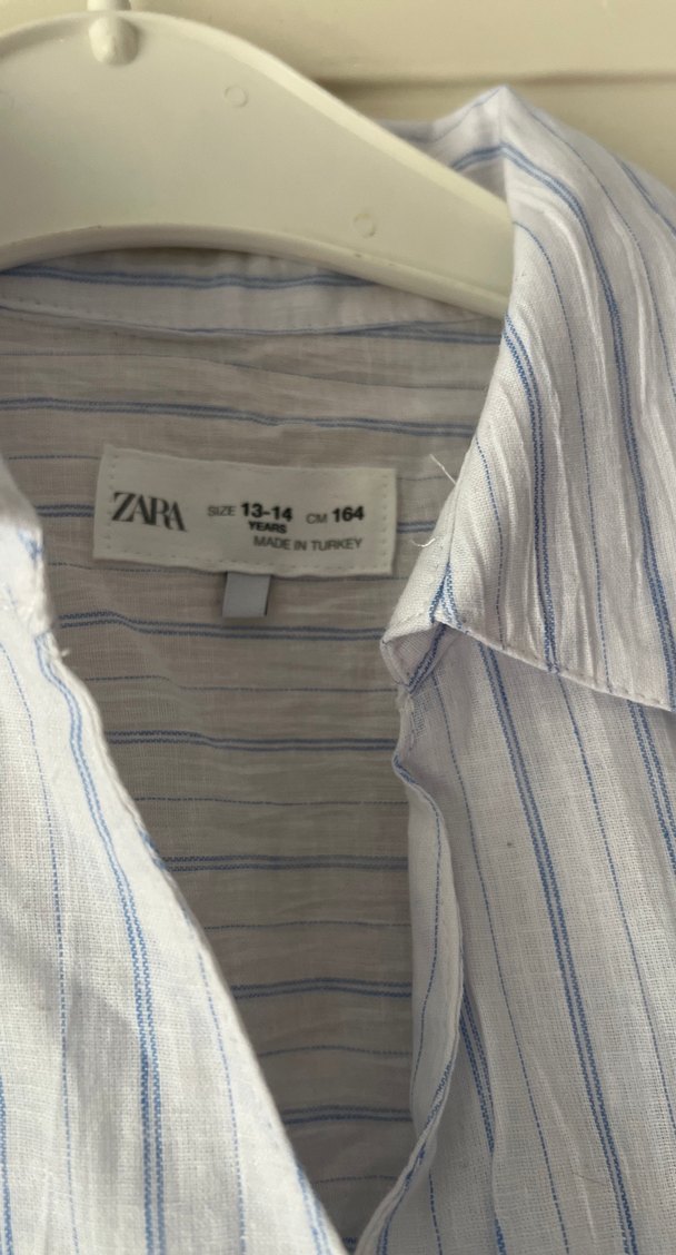 Gri Çizgili Kısa Kollu Keten Gömlek - Görsel 2