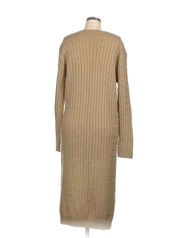 Bej Uzun Örgü Kadın Hırka - Görsel 3