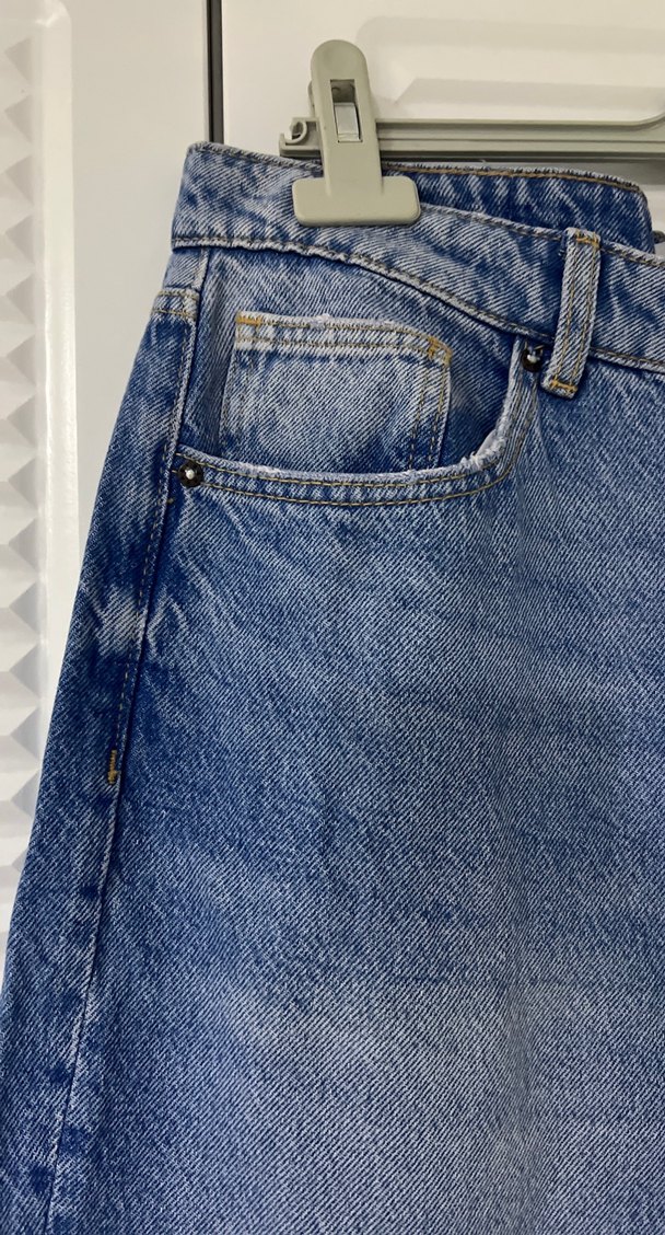 Bershka Gri Mavi Normal Kesim Kadın Jean - Görsel 5